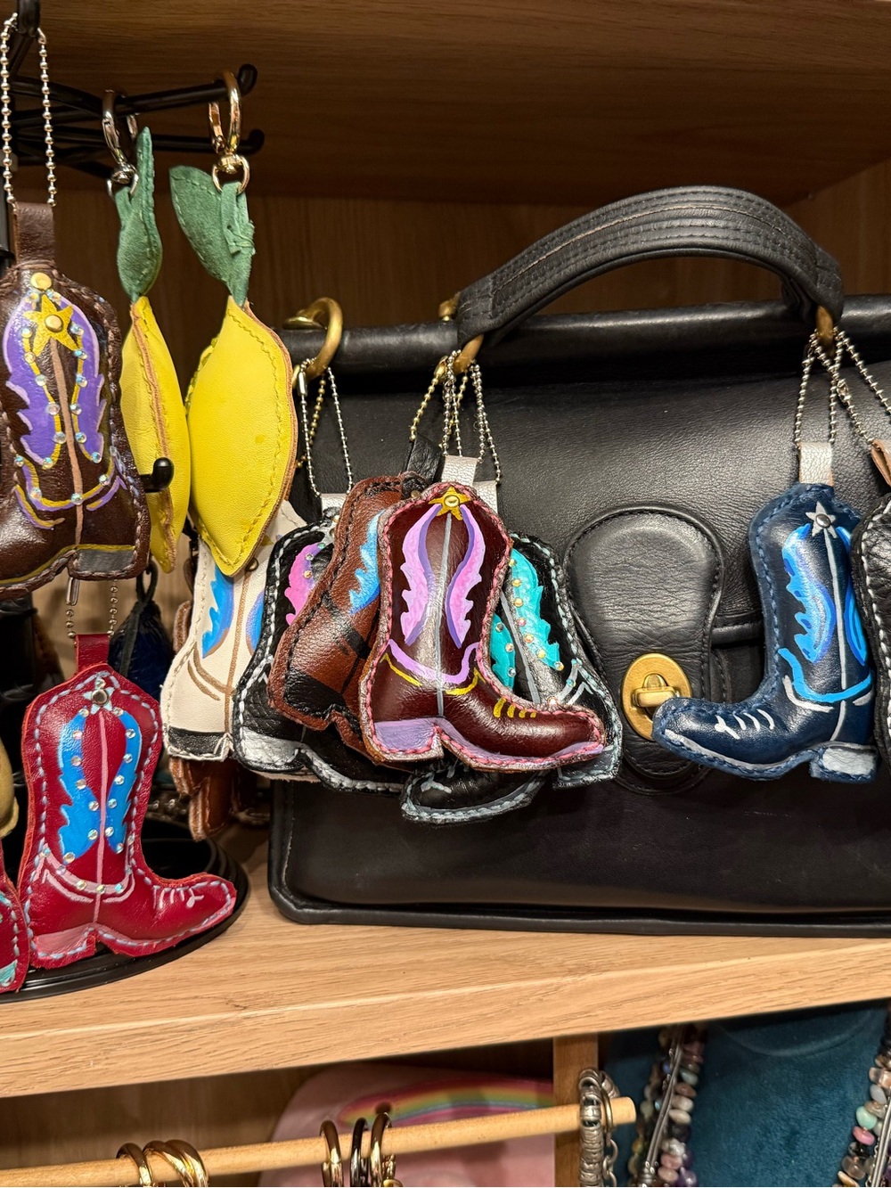Leather Cowboy Boots Bag Charms